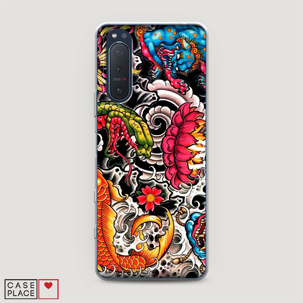 

Чехол на Sony Xperia 5 II "Японское искусство", Красный;оранжевый;голубой, 54750-4