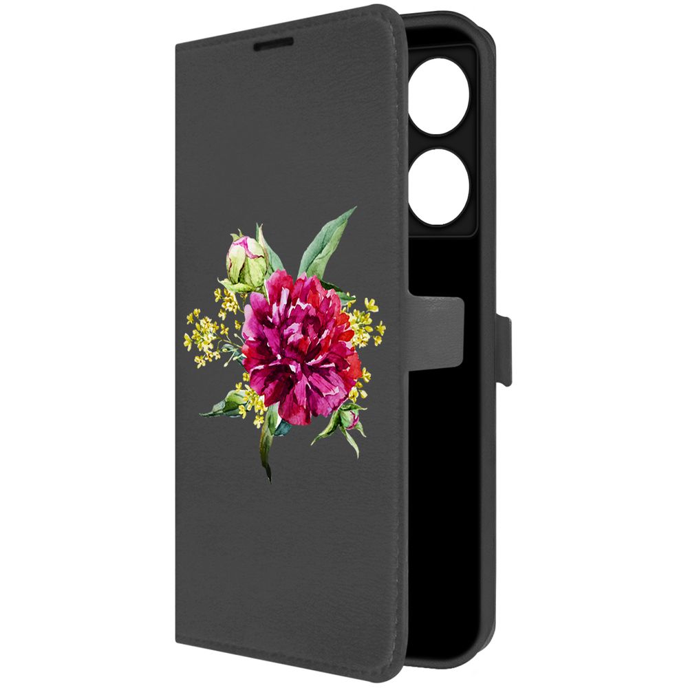 

Чехол-книжка Krutoff Eco Book для INFINIX Note 40 Цветочная акварель (черный)