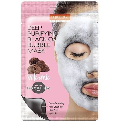 

Пузырьковая очищающая маска для лица Purederm Deep Purifying Black O2 Bubble Mask Volcanic, Пузырьковая маска