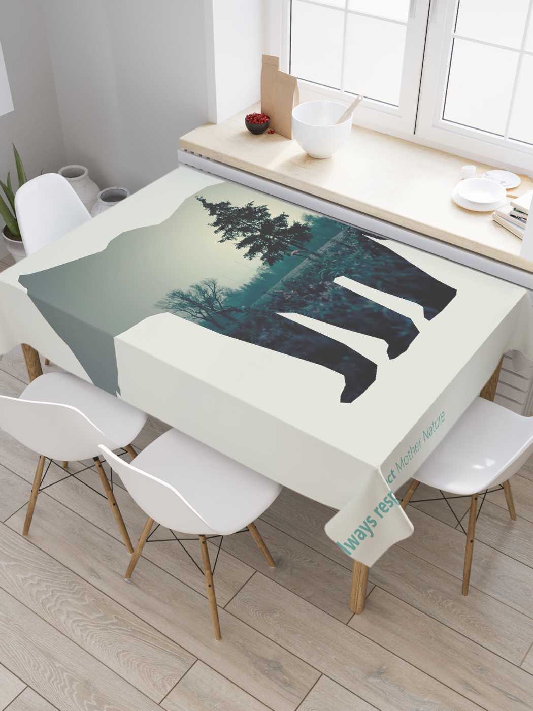 

Скатерть прямоугольная JoyArty "Медвежий силуэт" из сатена, 180x145 см, Зеленый, Медвежий силуэт