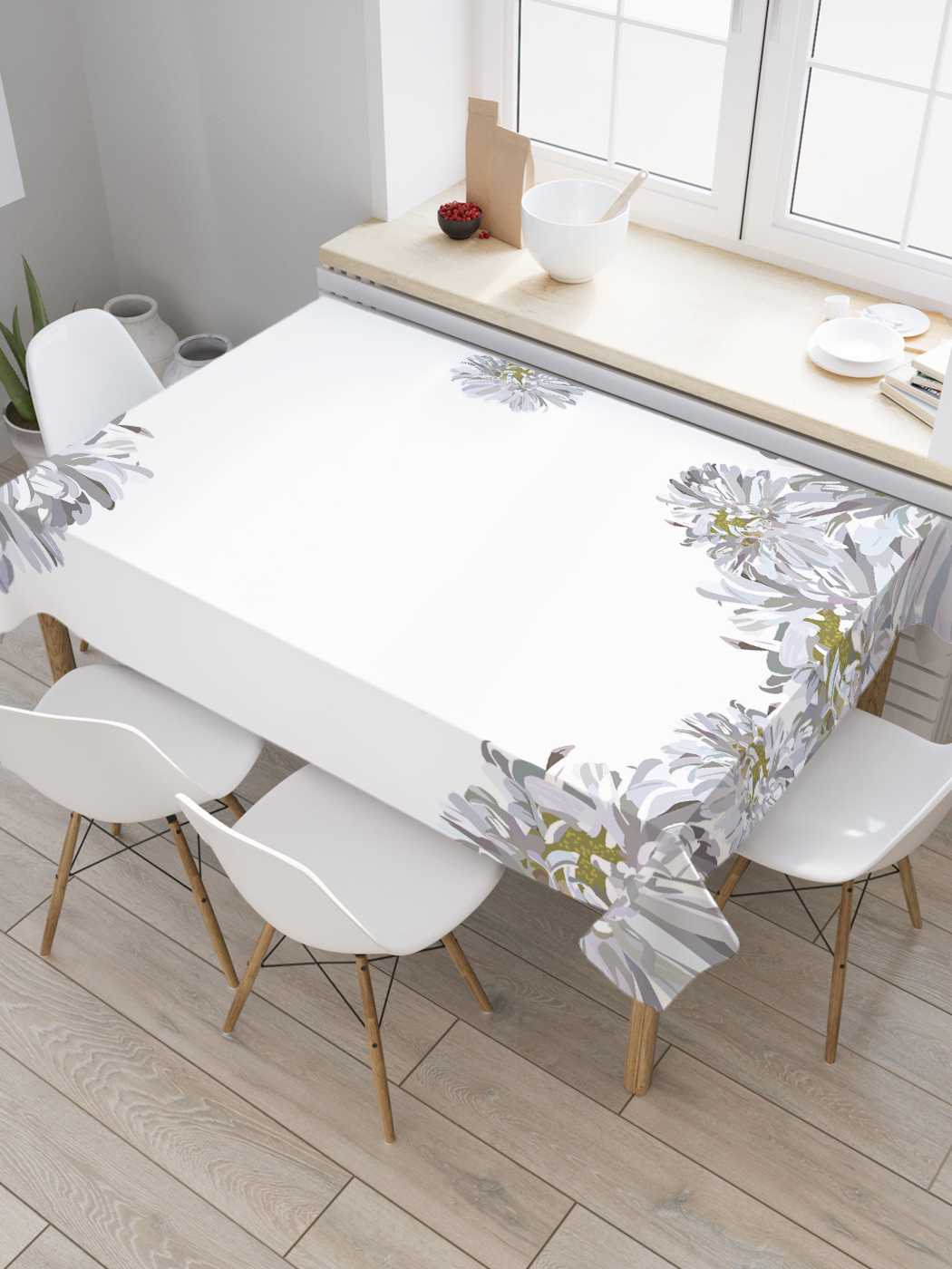 

Скатерть прямоугольная JoyArty "Цветочная встреча" из оксфорда, 120x145 см, Черный, Цветочная встреча