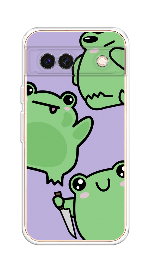 

Чехол на Google Pixel 8A "Опасные лягушата", Фиолетовый;зеленый;черный, 271750-1