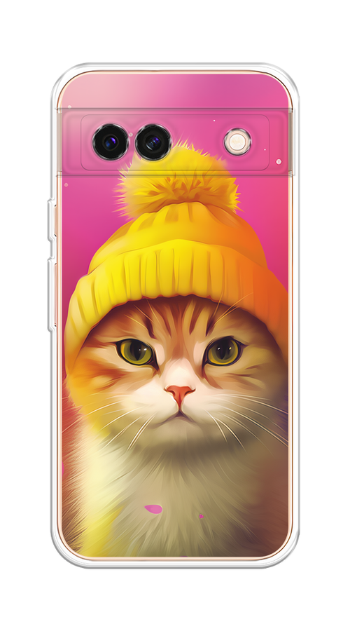 

Чехол на Google Pixel 8A "Котик в шапочке", Розовый;желтый;бежевый, 271750-1