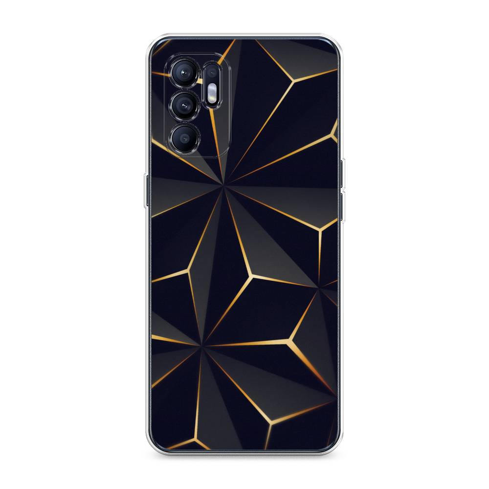 

Чехол для Oppo Reno 6 4G "Черные полигоны", Золотистый;черный, 257850-3