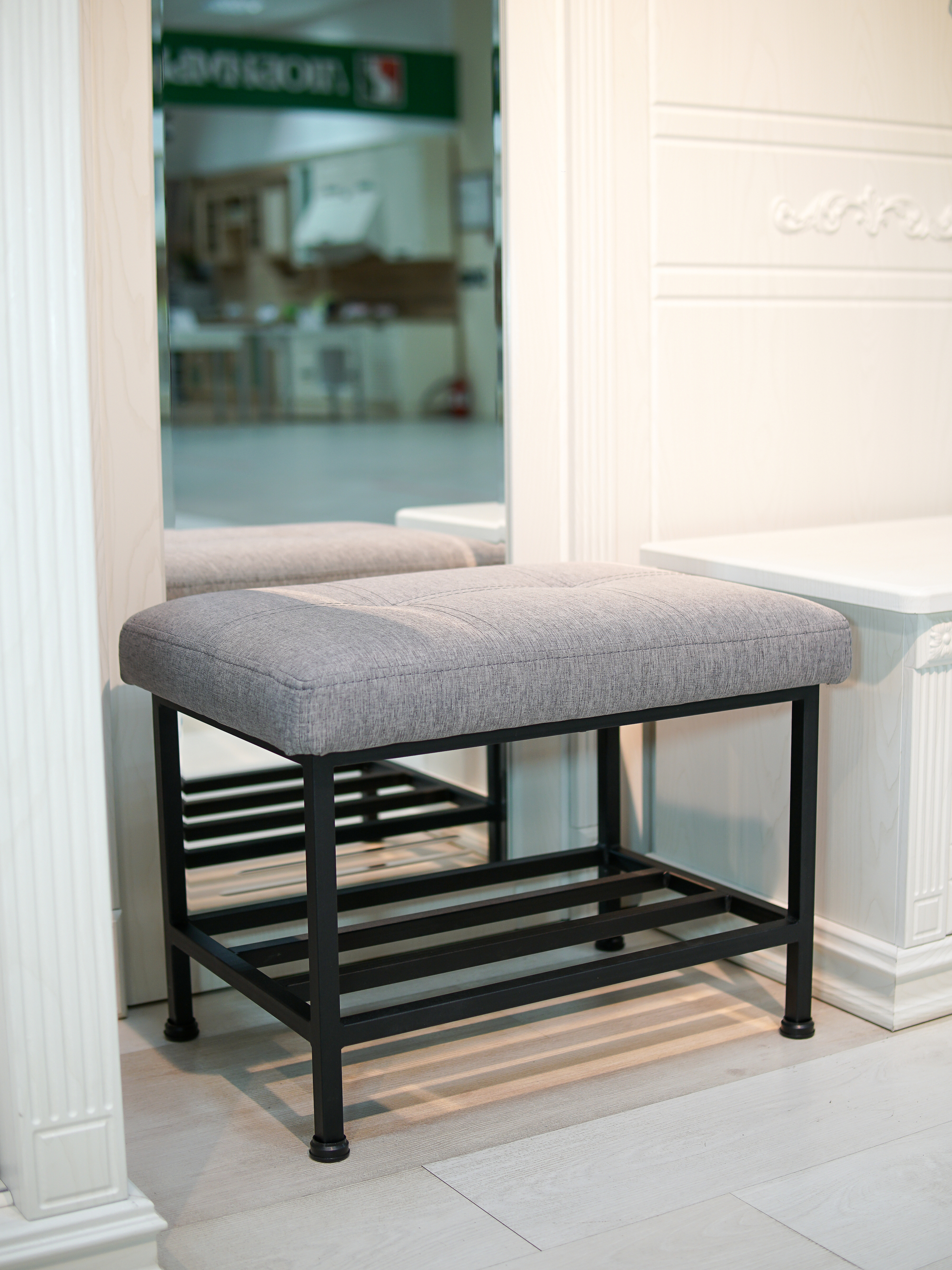 Банкетка Frenesie для обуви в прихожую серая, 60x40x45 см