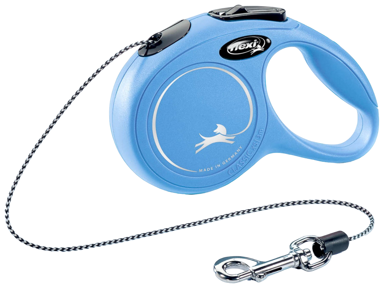 

Рулетка для собак flexi Classic XS , 3 м, до 8 кг, синяя, трос