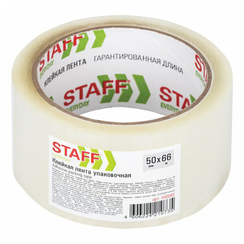 

Клейкая лента STAFF Everyday упаковочная прозрачная 50 мм x 66 м