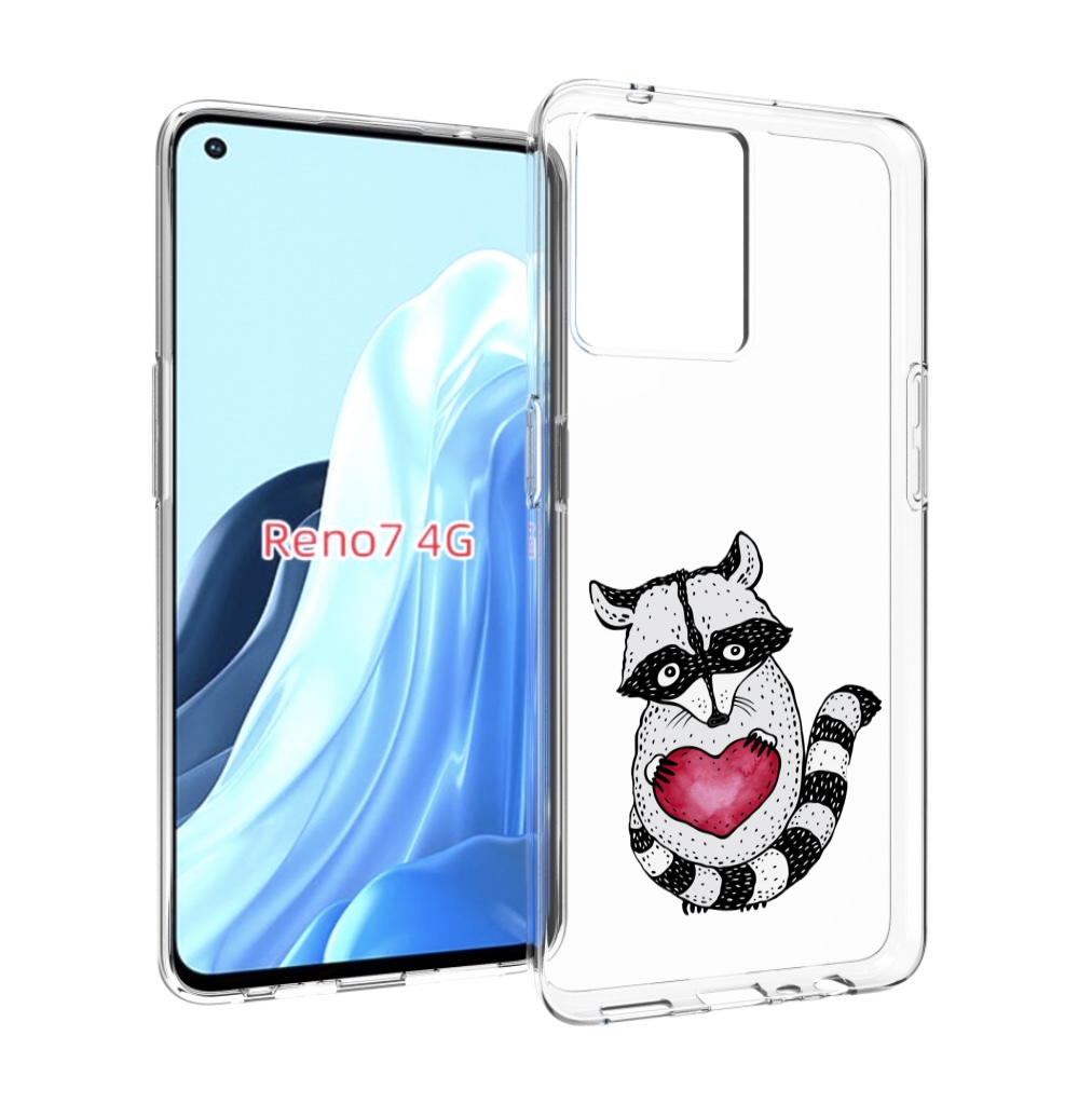 

Чехол MyPads Енот с сердечком для OPPO RENO 7 4G, Прозрачный, Tocco