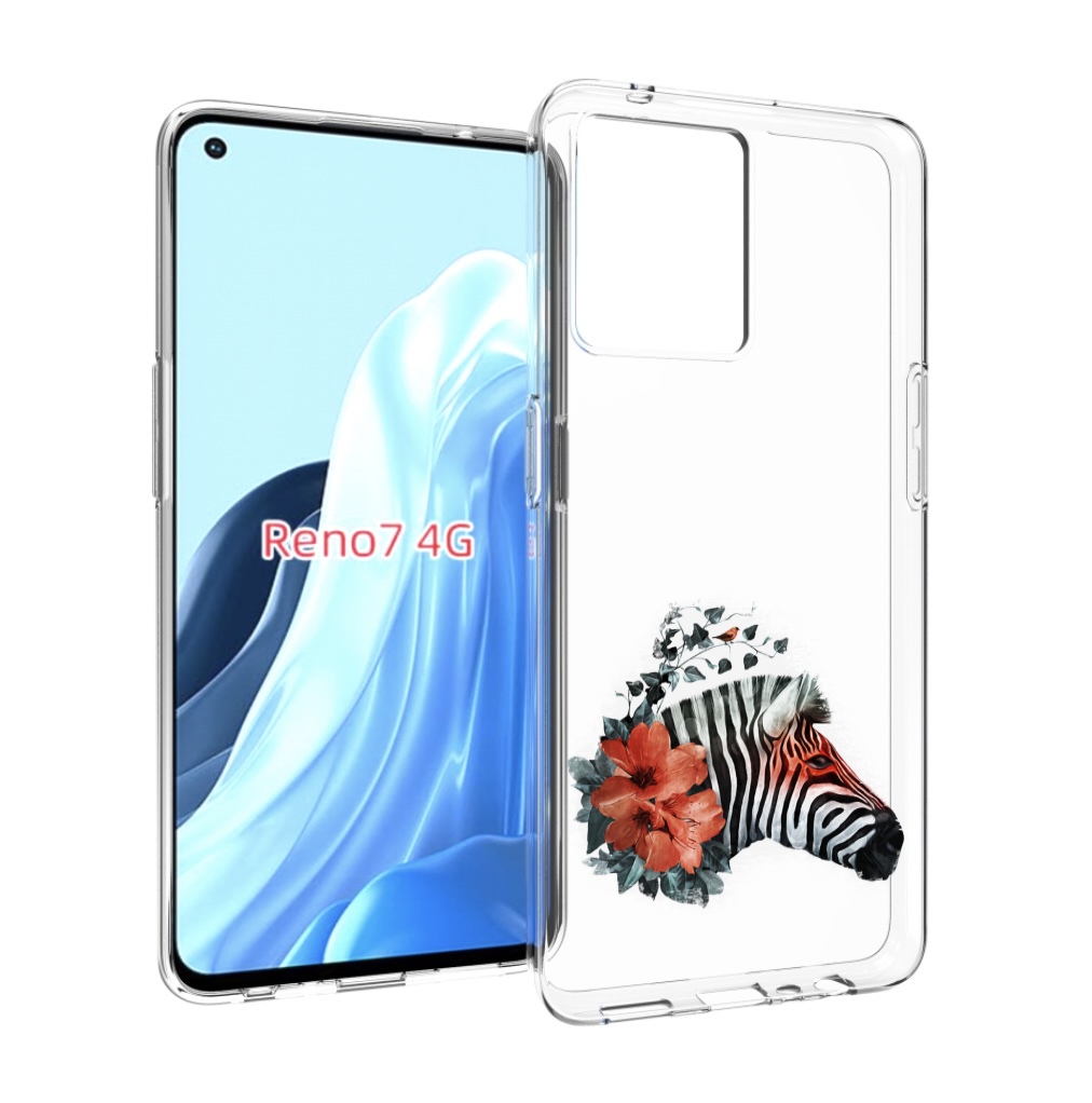 Чехол MyPads Зебра с цветами для OPPO RENO 7 4G