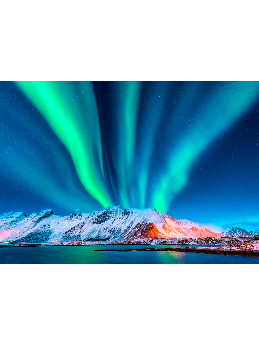 

Постер DRABS А2 Северное сияние в снежных горах