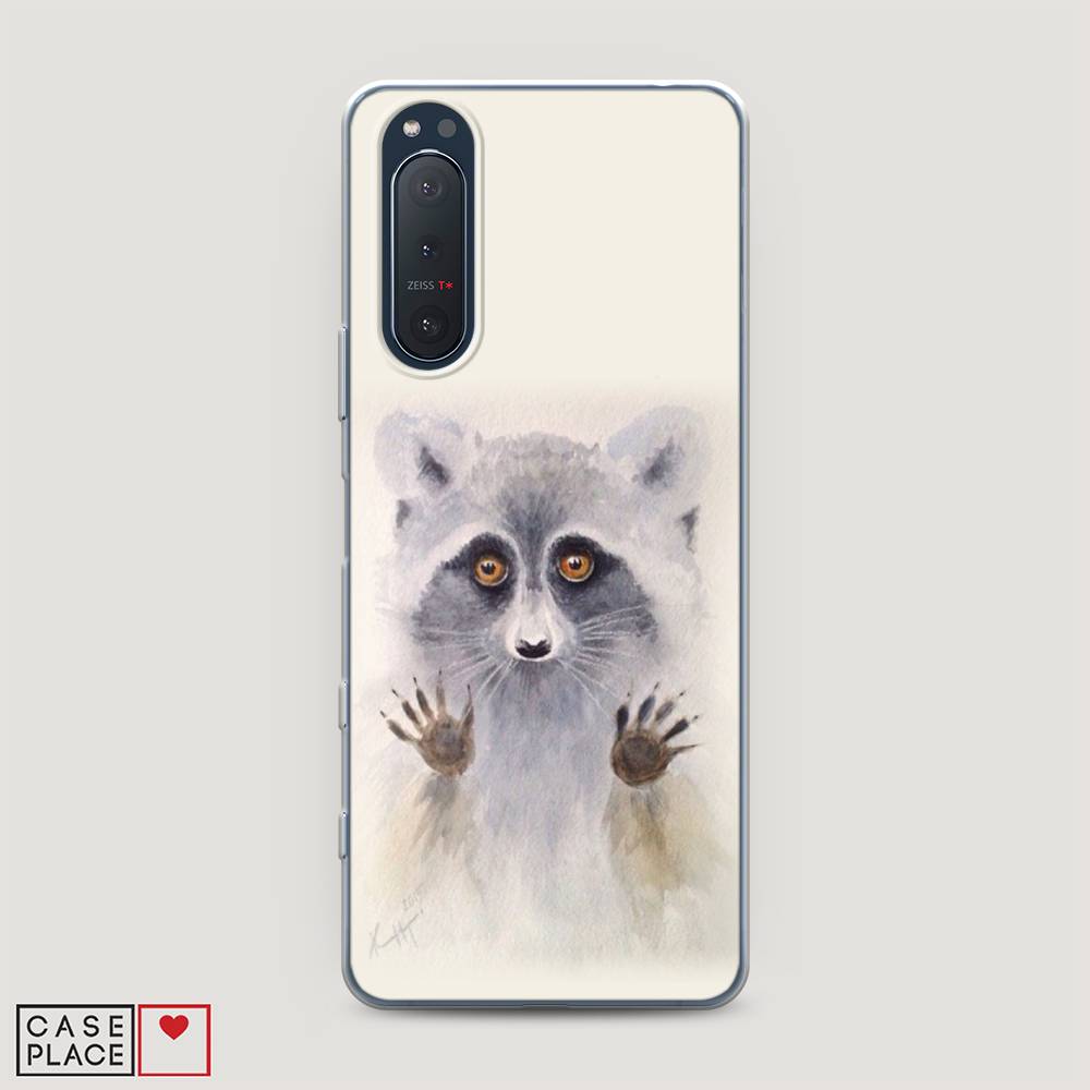 

Чехол на Sony Xperia 5 II "Енот за стеклом", Бежевый;серый, 54750-4