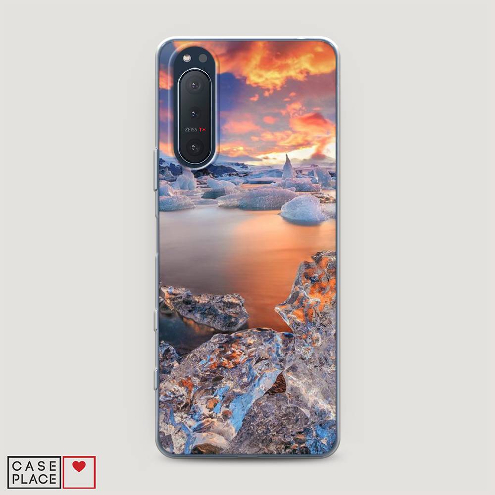 

Чехол на Sony Xperia 5 II "Ледники", Синий;оранжевый, 54750-2