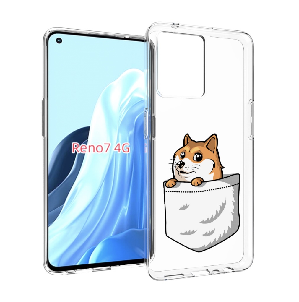 

Чехол MyPads Корги в кармане для OPPO RENO 7 4G, Прозрачный, Tocco