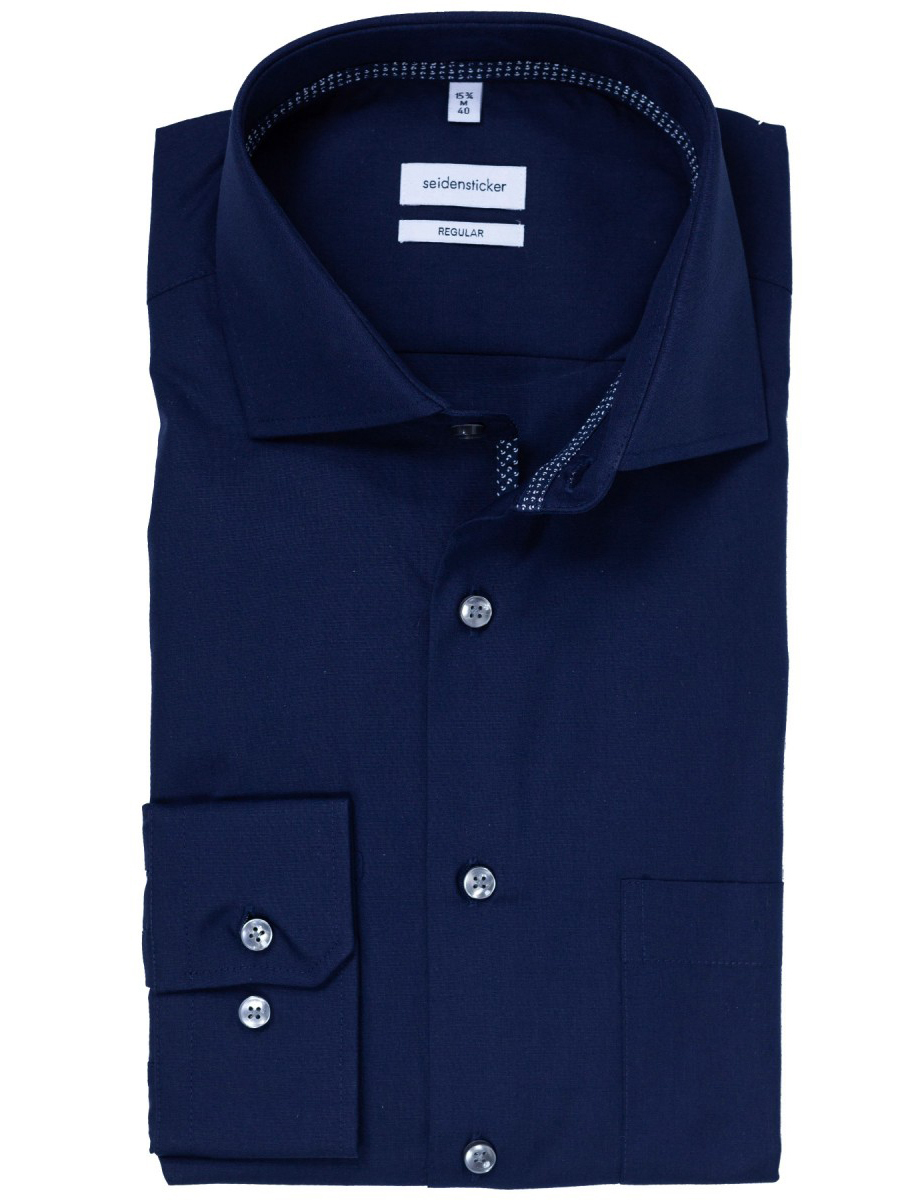 Рубашка мужская Seidensticker 165477-19 синяя M; 44 EU; 40 DE