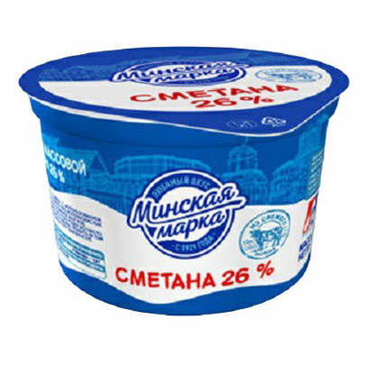 

Сметана Минская марка 26% БЗМЖ 180 г