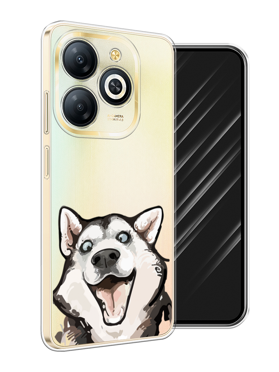 

Чехол Awog на Infinix Smart 8 Plus "Радостный хаски", Белый;голубой;черный, 3105550-1