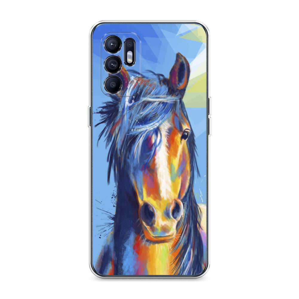 

Чехол для Oppo Reno 6 4G "Лошадь арт 3", Голубой;желтый;синий, 257850-1