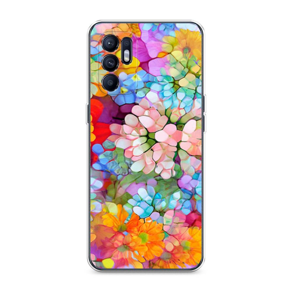 

Чехол для Oppo Reno 6 4G "Цветы витраж", Оранжевый;розовый;голубой, 257850-3