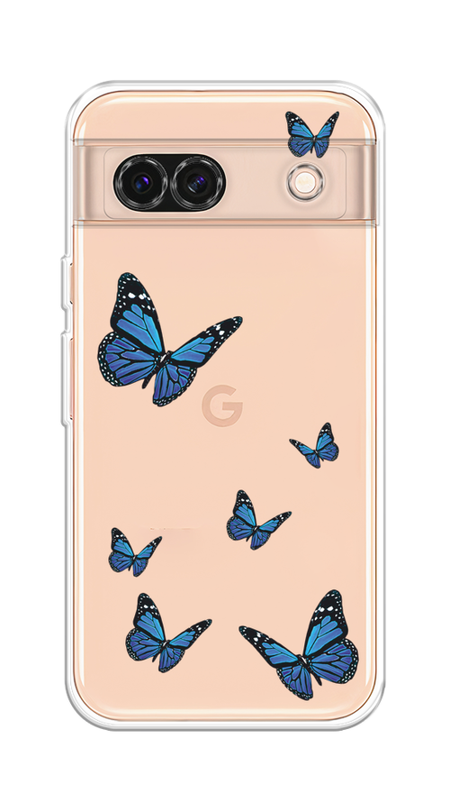 

Чехол на Google Pixel 8A "Blue butterflies", Синий;черный, 271750-1