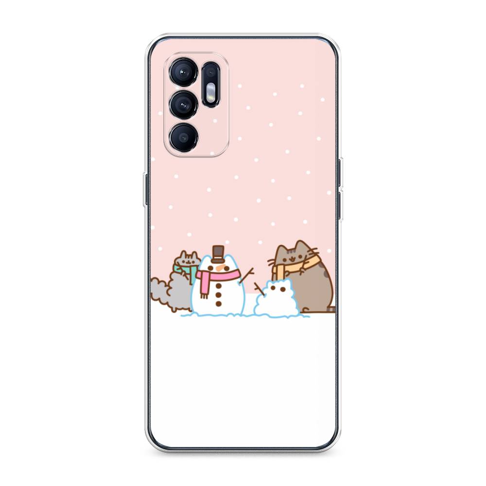 

Чехол для Oppo Reno 6 4G "Котики в снегу", Розовый;белый;серый, 257850-5