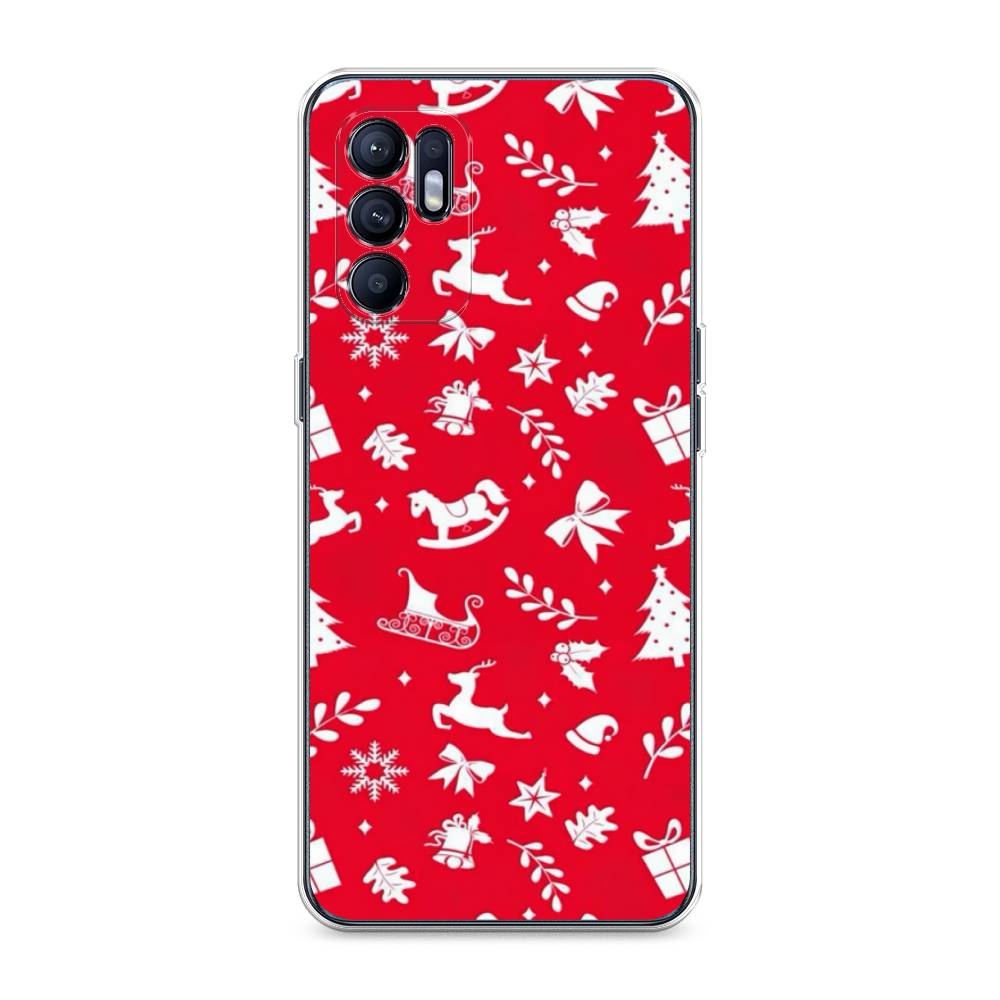 

Чехол для Oppo Reno 6 4G "Красный новогодний фон", Красный;белый, 257850-5