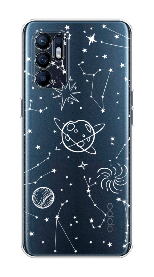 

Чехол на Oppo Reno 6 4G "Планеты в космосе", Белый, 257850-2