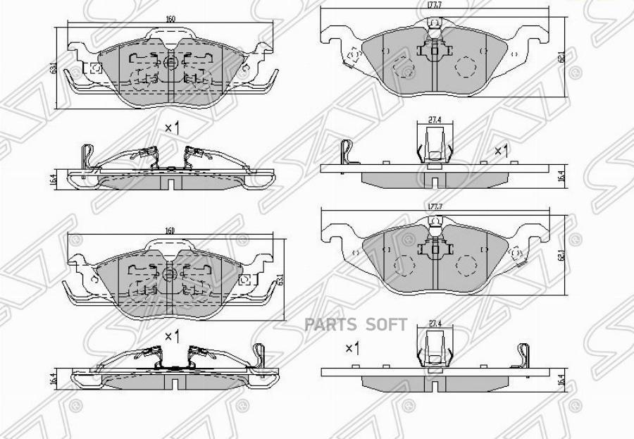 

Тормозные колодки SAT передние для Opel Astra G, Zafira A ST1605034