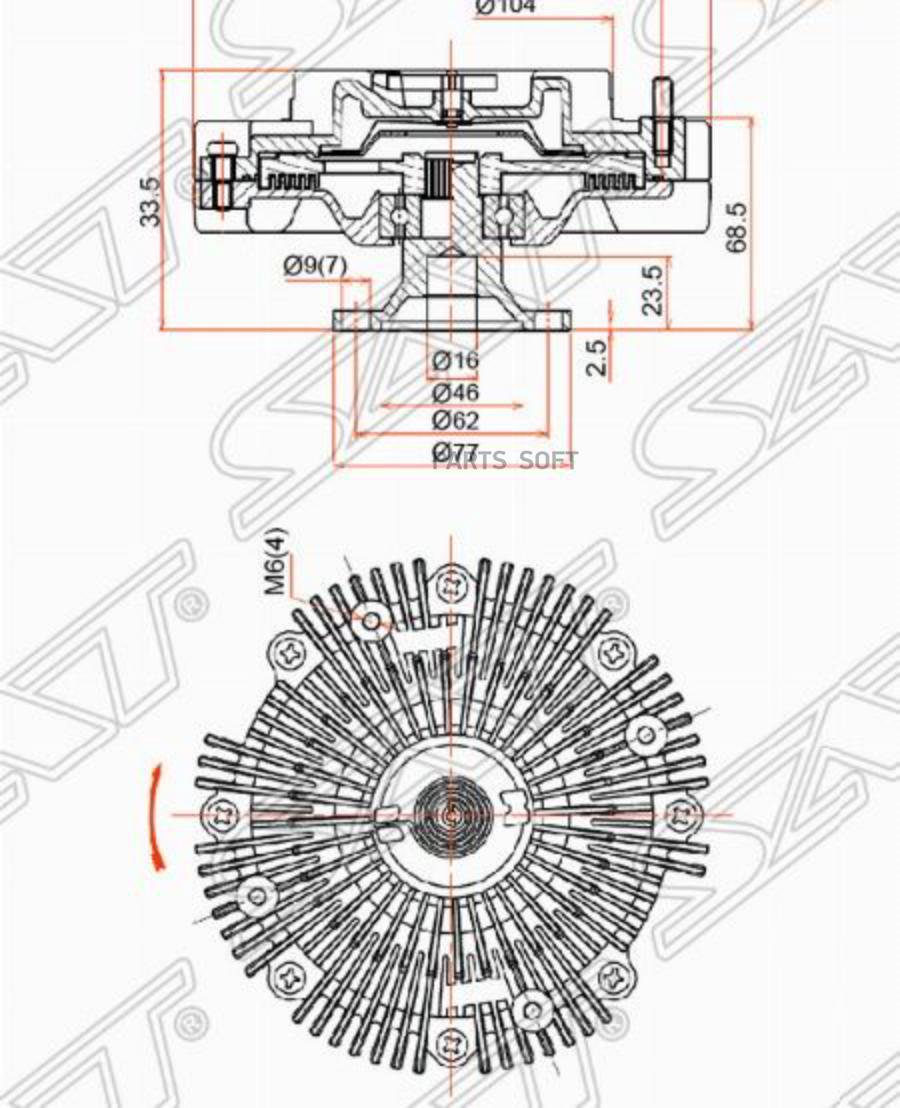 

SAT ST-16210-62030 Вискомуфта TOYOTA HILUX,LAND CRUISER PRADO 5VZ-FE 95- 1шт