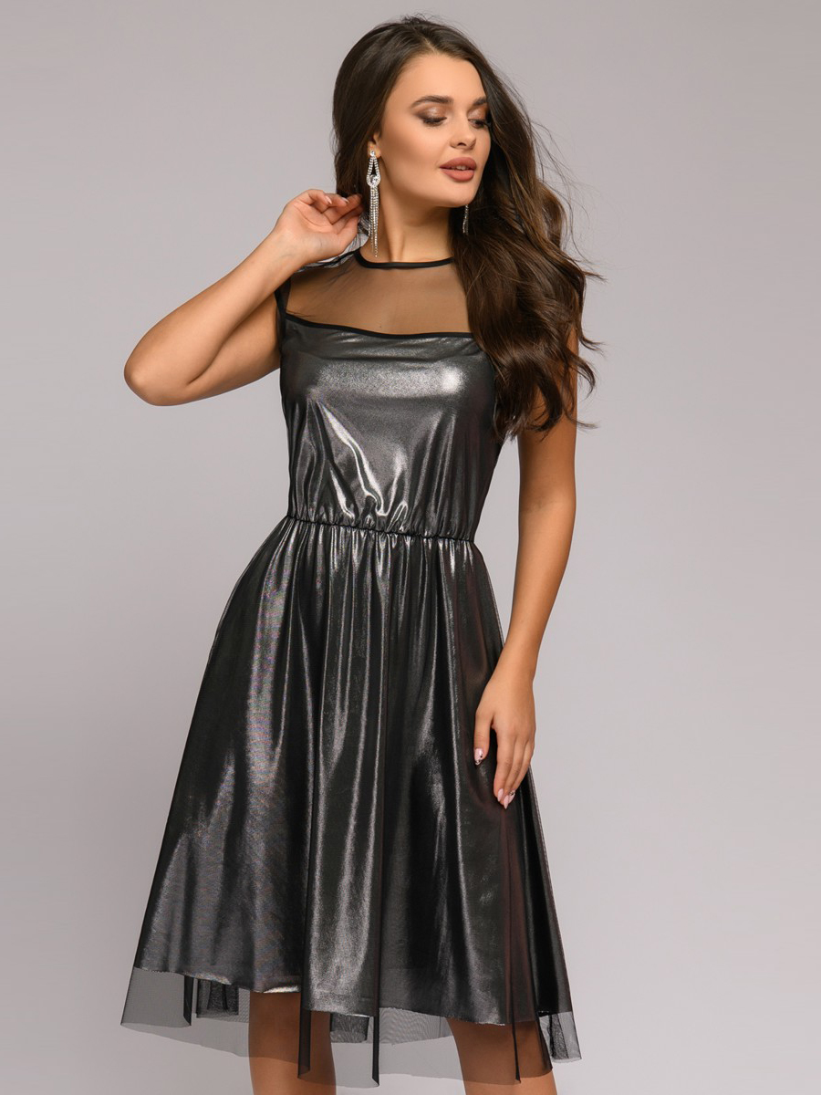 

Платье женское 1001dress DM01740 серебристое 46, DM01740