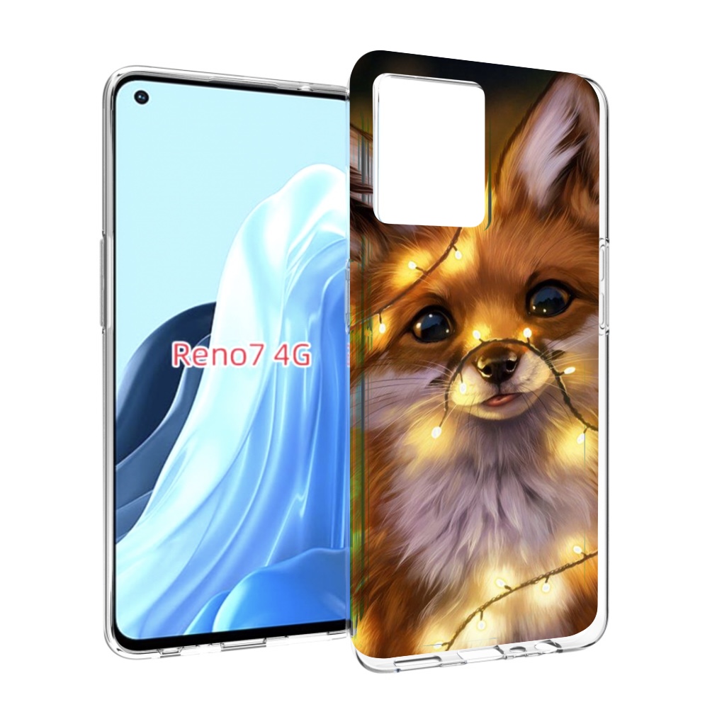 Чехол MyPads Лисенок-в-гирлянде для OPPO RENO 7 4G