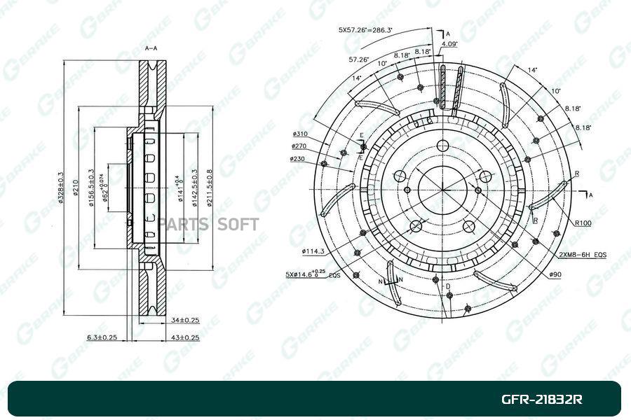 

G-BRAKE 43512-48120 ТОРМОЗНОЙ ДИСК FR RH (перфорированные)