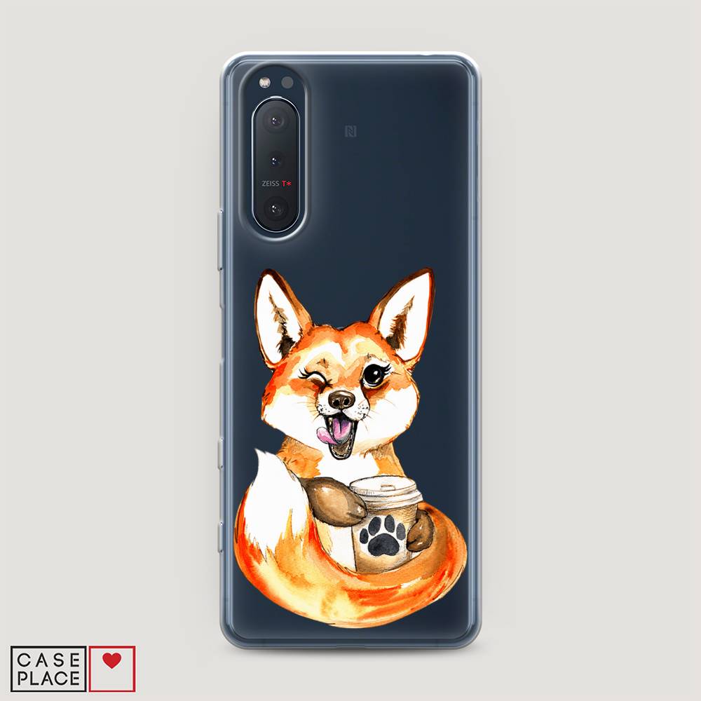 

Чехол на Sony Xperia 5 II "Подмигивающая лиса с кофе", Оранжевый;белый;коричневый, 54750-4