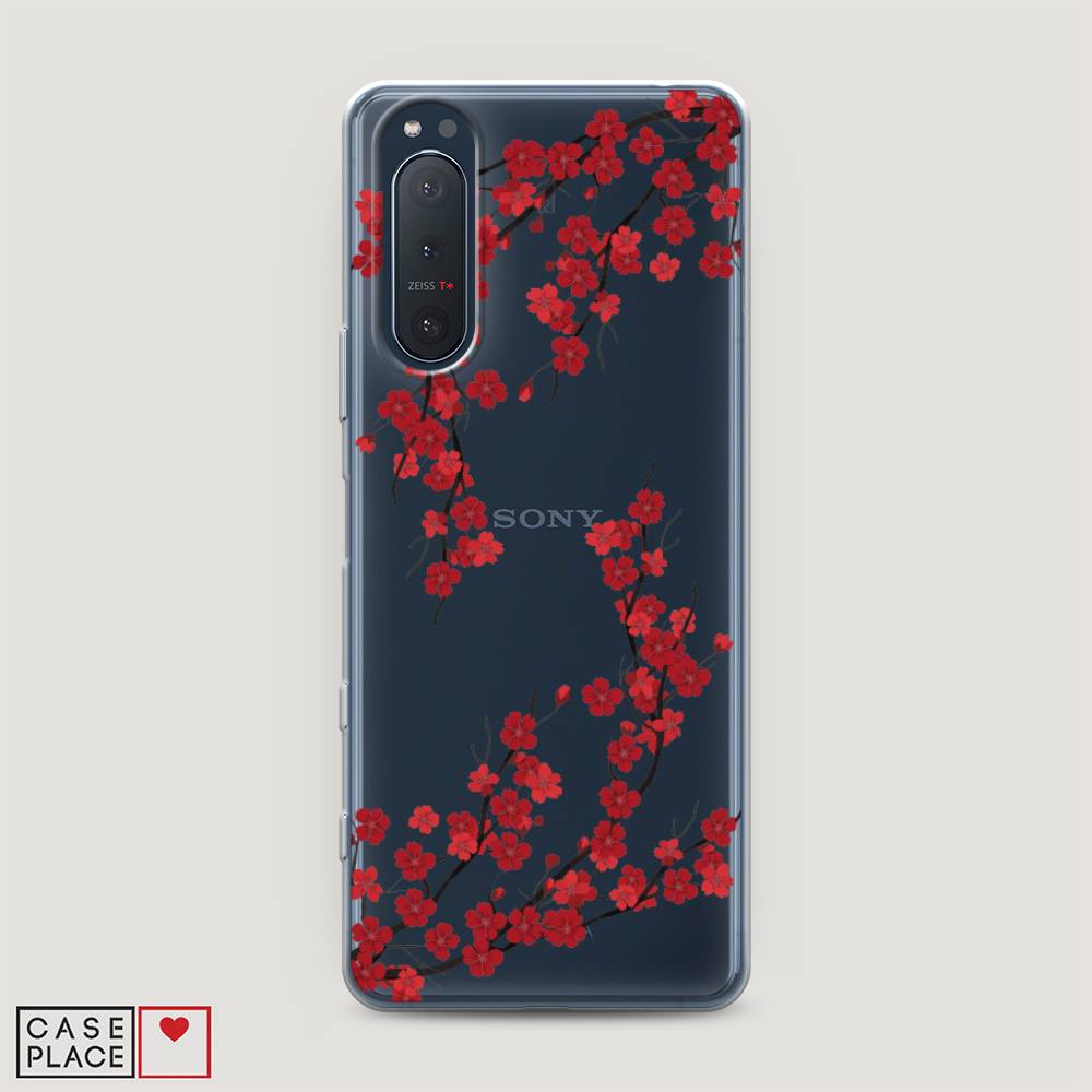 

Чехол на Sony Xperia 5 II "Красная сакура", Красный;черный, 54750-2