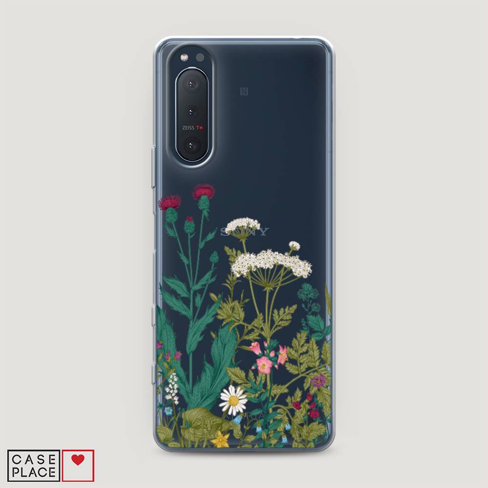 

Чехол на Sony Xperia 5 II "Дикие полевые цветы", Зеленый;розовый;белый, 54750-2