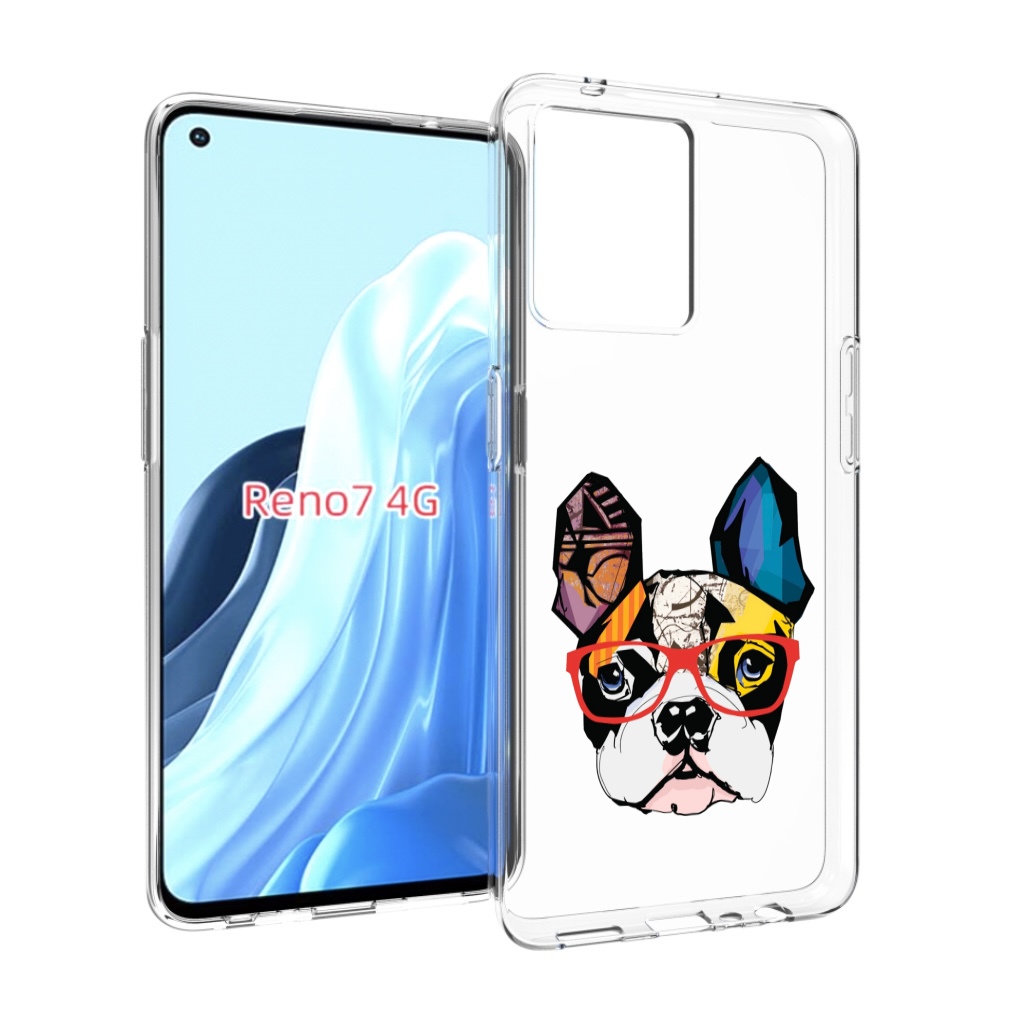 

Чехол MyPads Мопс-в-очках для OPPO RENO 7 4G, Прозрачный, Tocco