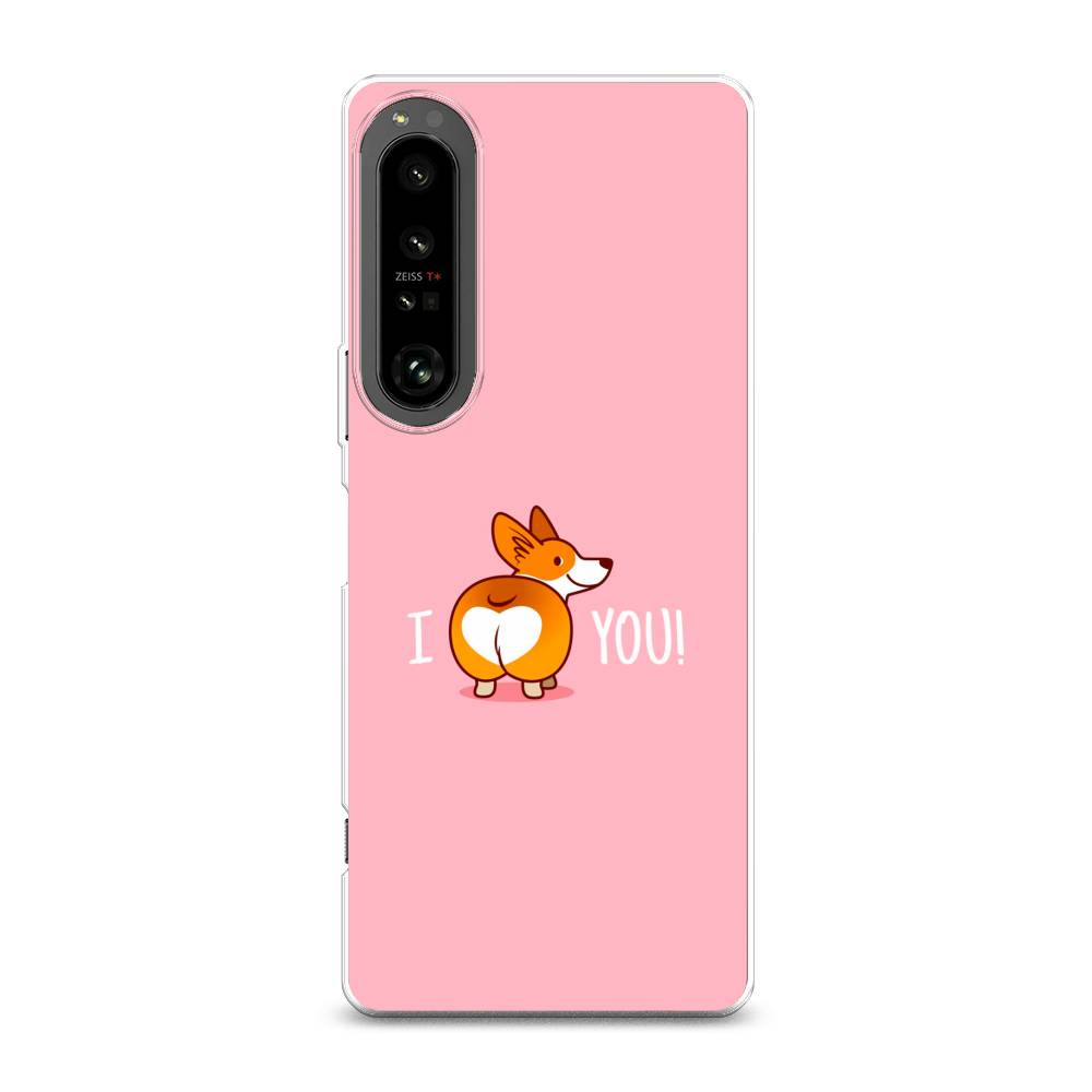

Чехол на Sony Xperia 1 IV "Корги I love you", Розовый;коричневый;белый, 55150-1
