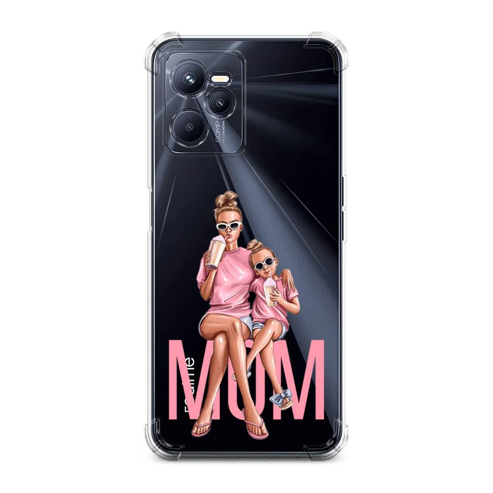 

Чехол Awog на Realme C35 / Реалми C35 "Lovely mom", Синий;бежевый;розовый