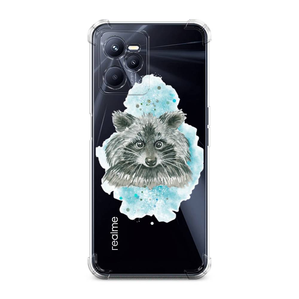 

Чехол Awog на Realme C35 / Реалми C35 "Енот в голубом облаке", Голубой