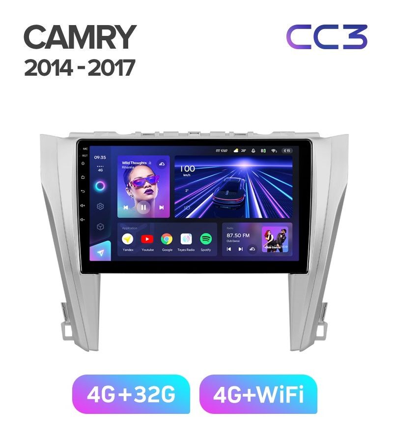 Магнитола TEYES TOYOTA CAMRY 55 2014 - 2017 гКомплект А CC3 432ГБ 3289000₽