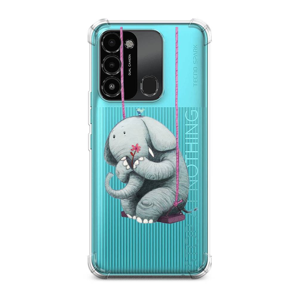 

Чехол Awog на Tecno Spark Go 2022 / Техно Спарк Го 2022 "Грустный слоник", Розовый