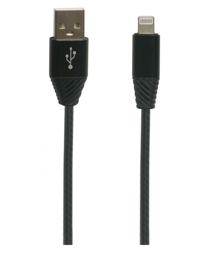 фото Кабель lp lightning-8 pin для apple в кожаной оплетке black 1 м