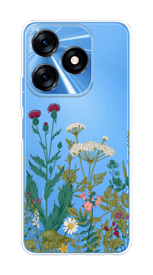 

Чехол на Tecno Spark 10/10C "Дикие полевые цветы", Зеленый;розовый;белый, 303550-2