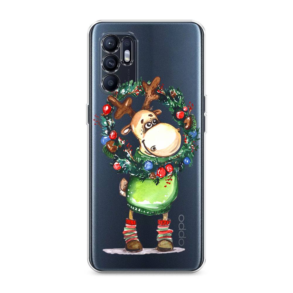 

Чехол для Oppo Reno 6 4G "Олень с новогодним венком", 257850-4