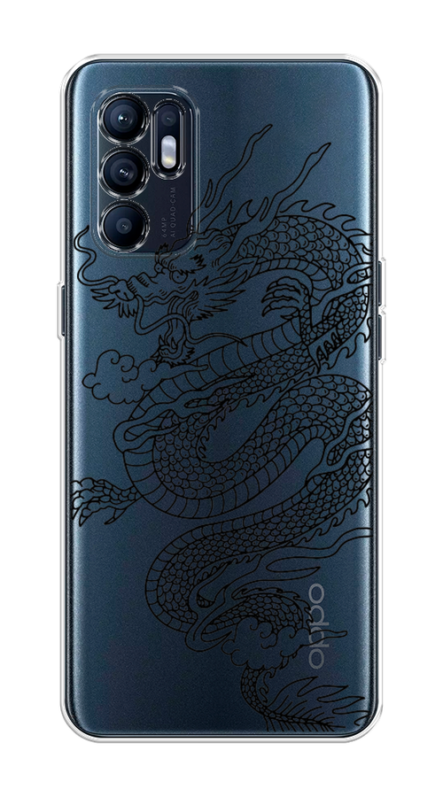 

Чехол на Oppo Reno 6 4G "Большой китайский дракон", Черный;серый, 257850-1