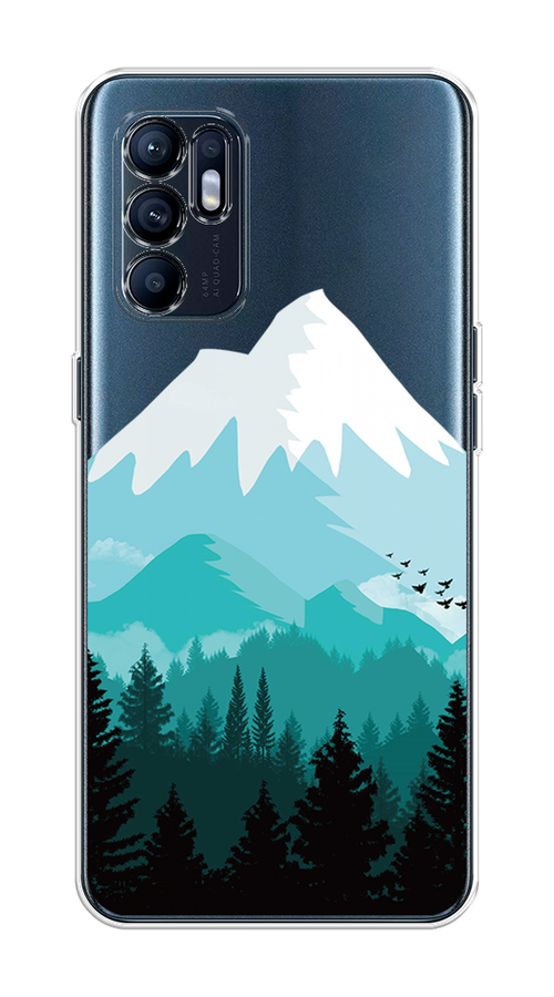 

Чехол на Oppo Reno 6 4G "Синяя снежная гора", Белый;голубой, 257850-2