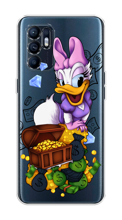 

Чехол на Oppo Reno 6 4G "Rich Daisy Duck", Коричневый;белый;фиолетовый, 257850-6