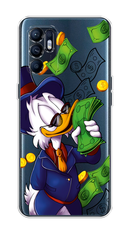 

Чехол на Oppo Reno 6 4G "Scrooge McDuck with Money", Синий;зеленый;белый, 257850-6