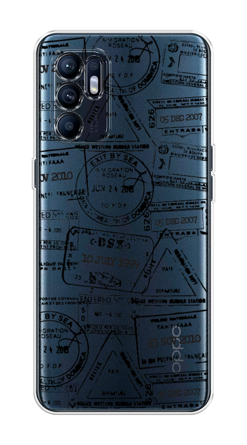 

Чехол на Oppo Reno 6 4G "Visa stamps 2", Белый;черный;серый, 257850-2