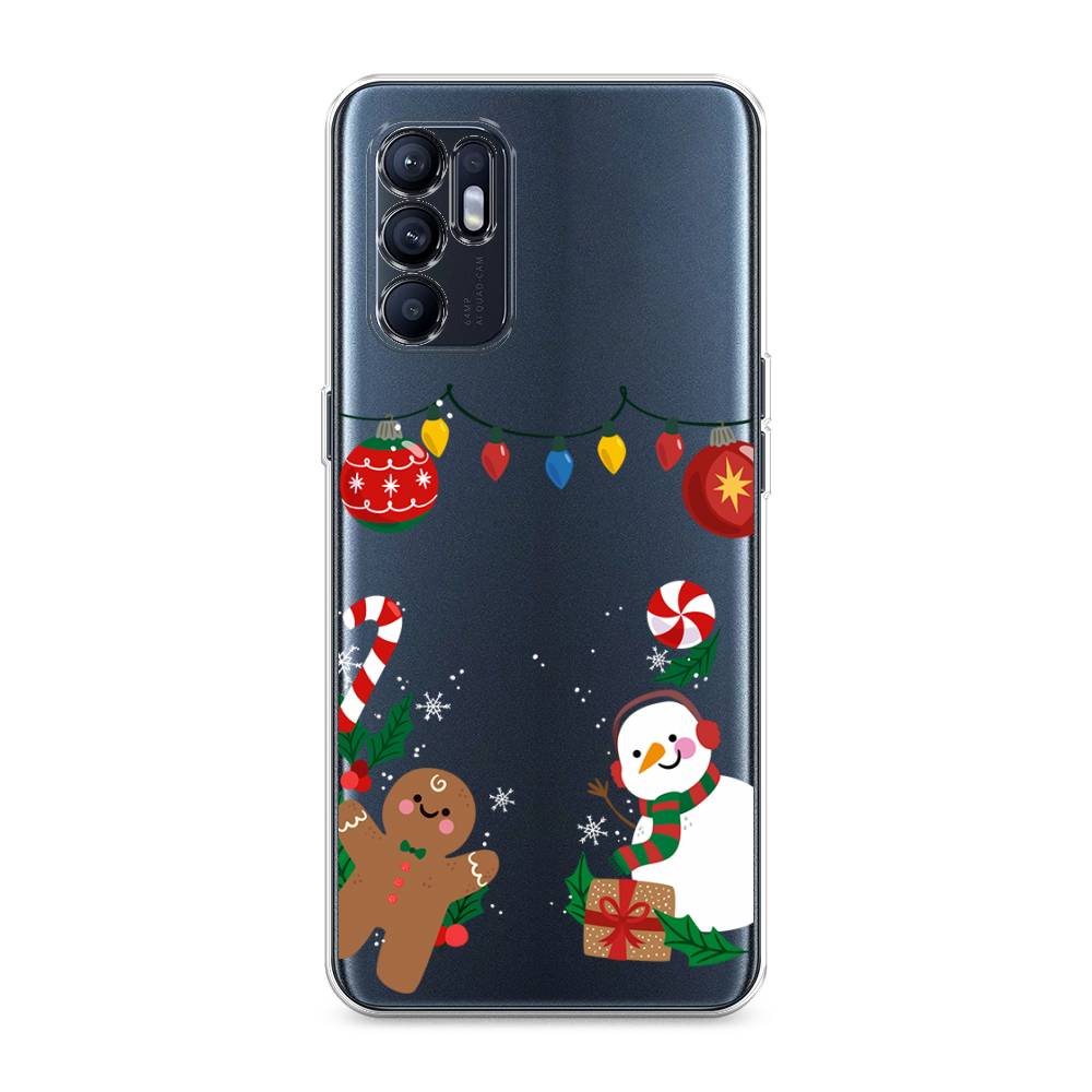 

Чехол для Oppo Reno 6 4G "Новогоднее настроение", Коричневый;красный;зеленый, 257850-5