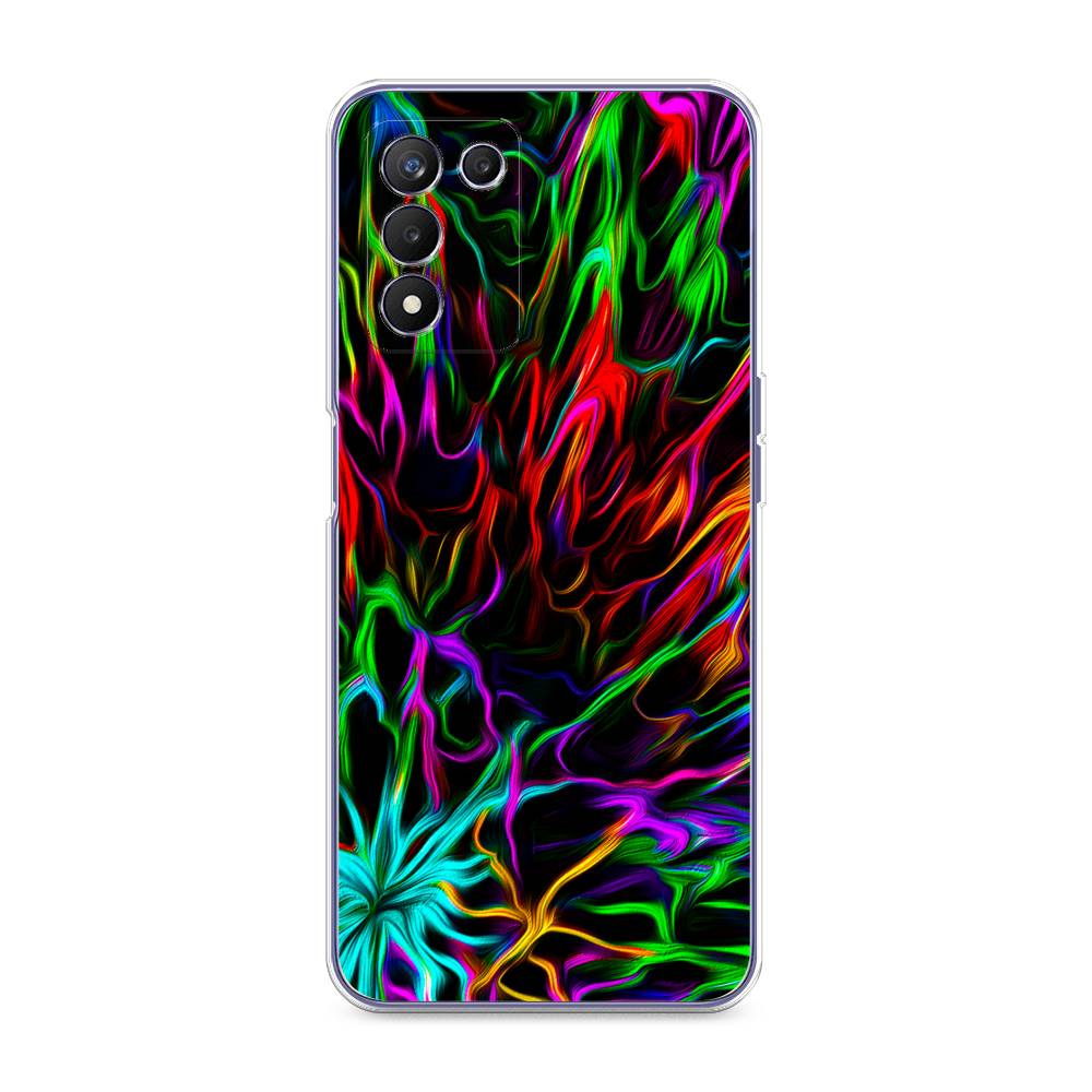 

Чехол на Realme Q3s "Разноцветные разводы", Голубой;зеленый;оранжевый, 257950-3